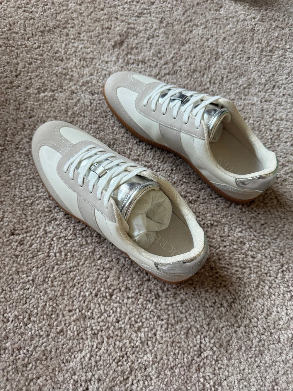 J Crew Vegan Leather and Vegan Suede Metallic Trainer